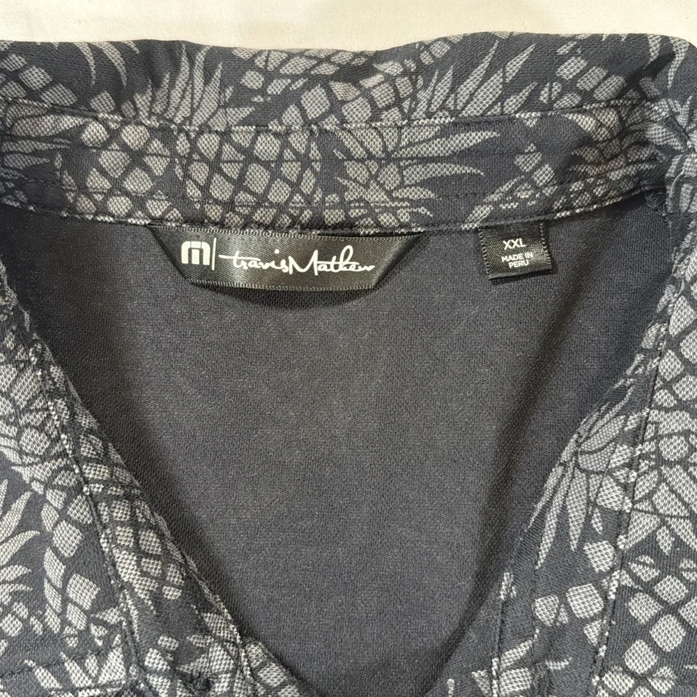 Travis‎ Mathew Polo Shirt Mens 2XL Pineapple AOP Golf Pima Off The Cape Preppy